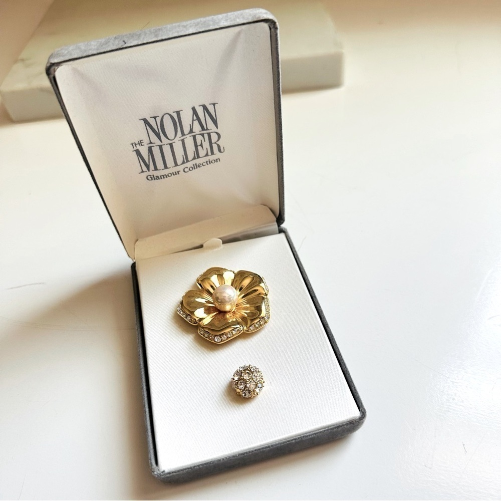 NIB VTG Nolan Miller Glamour Collection Gold Flower Interchangeable Brooch